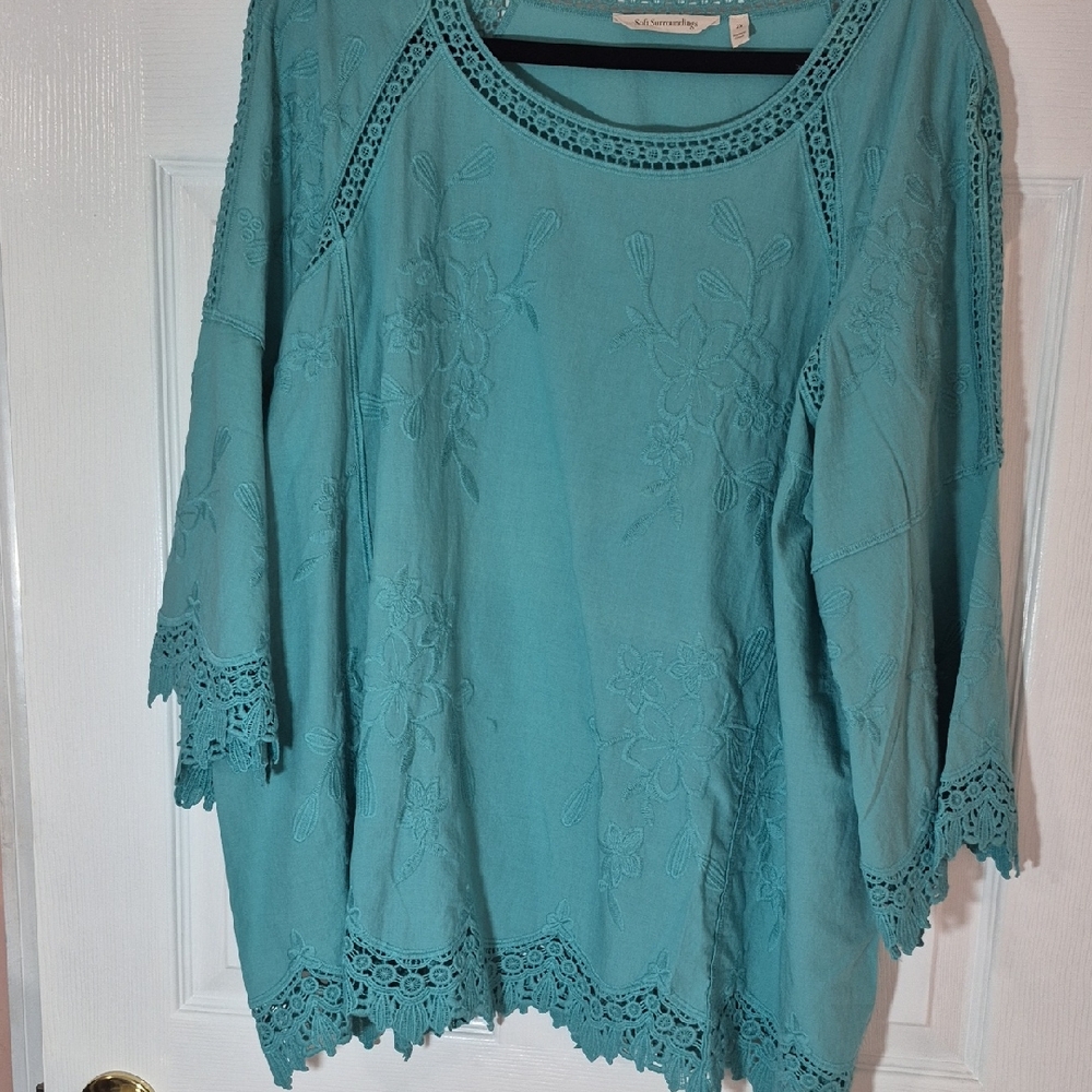 Festival Cotton Boho Lace Bell Sleeve Soft Surroundings plus 2x Tunic Nwot